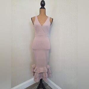 A'GACI Light Pink / Nude Dress with Ruffled Hem